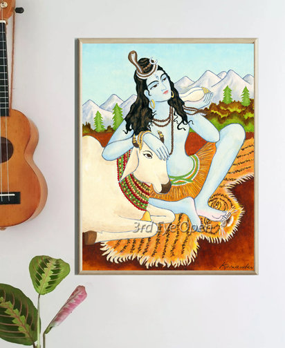 Shiva & Nandi in Himalayas – Fine Art Print